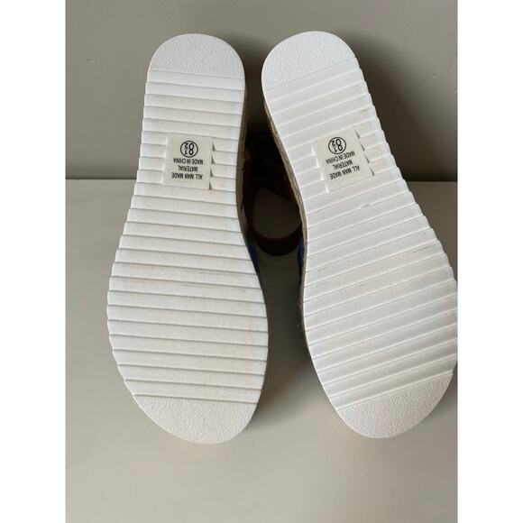 Women's Soda Open Toe Denim and Tan Espadrilles Wedge Sandals- Size 8.5 - Picture 5 of 6